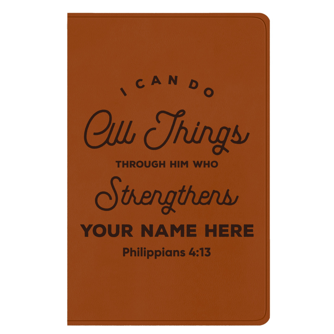 ESV Faux Leather Bible Large Text Custom Full Cover Philippians 4:13 Engraved in Dark Brown | Shepherds Shelf - Shepherds Shelf