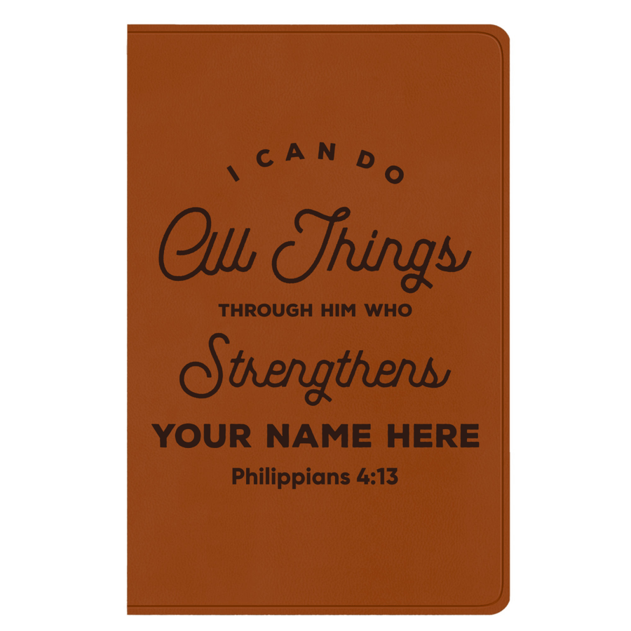 ESV Faux Leather Bible Large Text Custom Full Cover Philippians 4:13 Engraved in Dark Brown | Shepherds Shelf - Shepherds Shelf