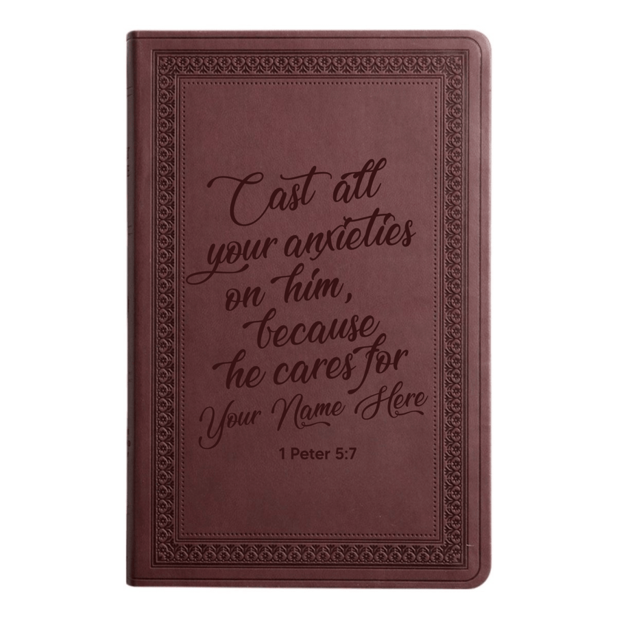 ESV Large Print Bible Full 1 Peter 5:7 | Purple Plum Faux Leather | Shepherds Shelf - Shepherds Shelf