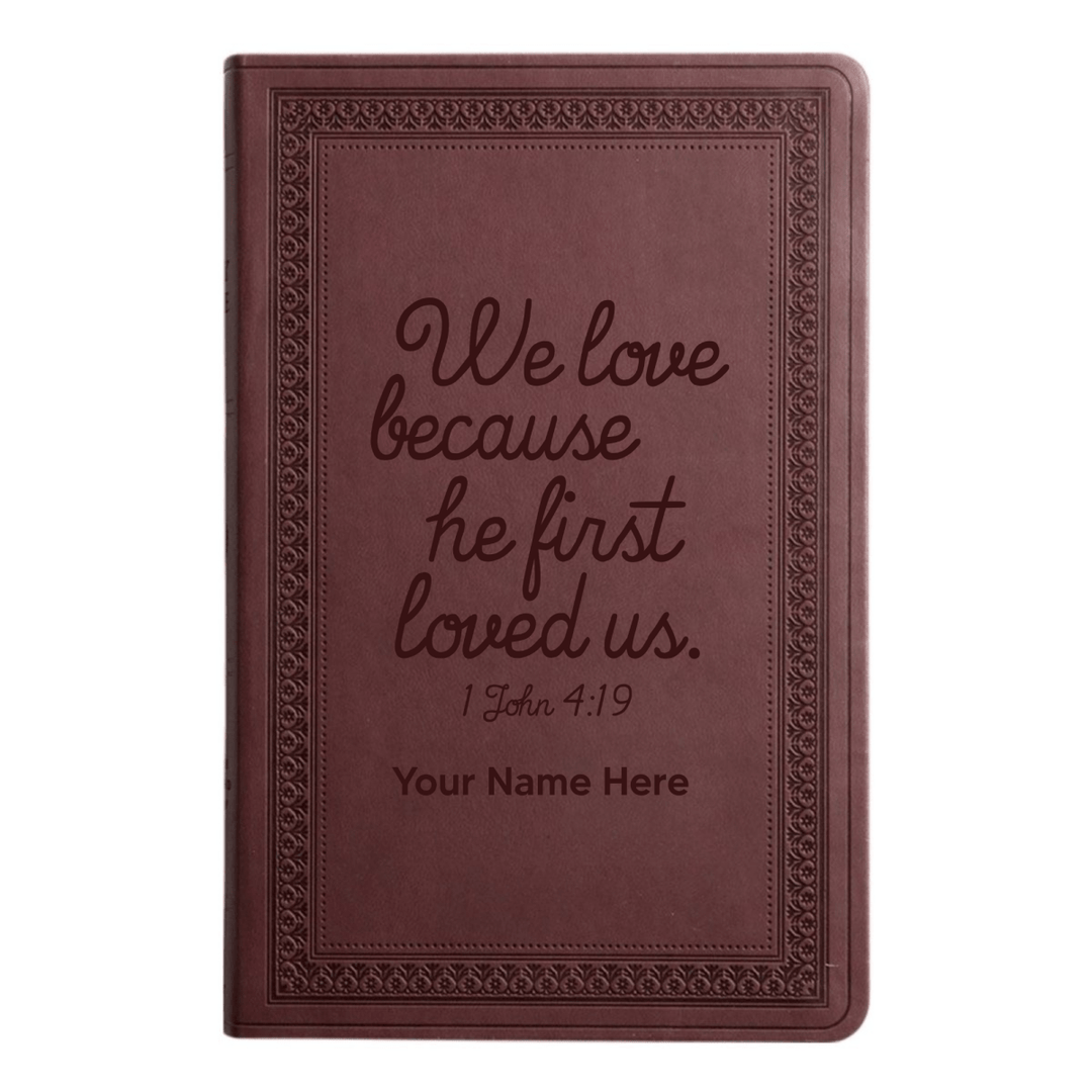 ESV Large Print Bible Full Cover 1 John 4:19 | Purple Plum Faux Leather | Shepherds Shelf - Shepherds Shelf