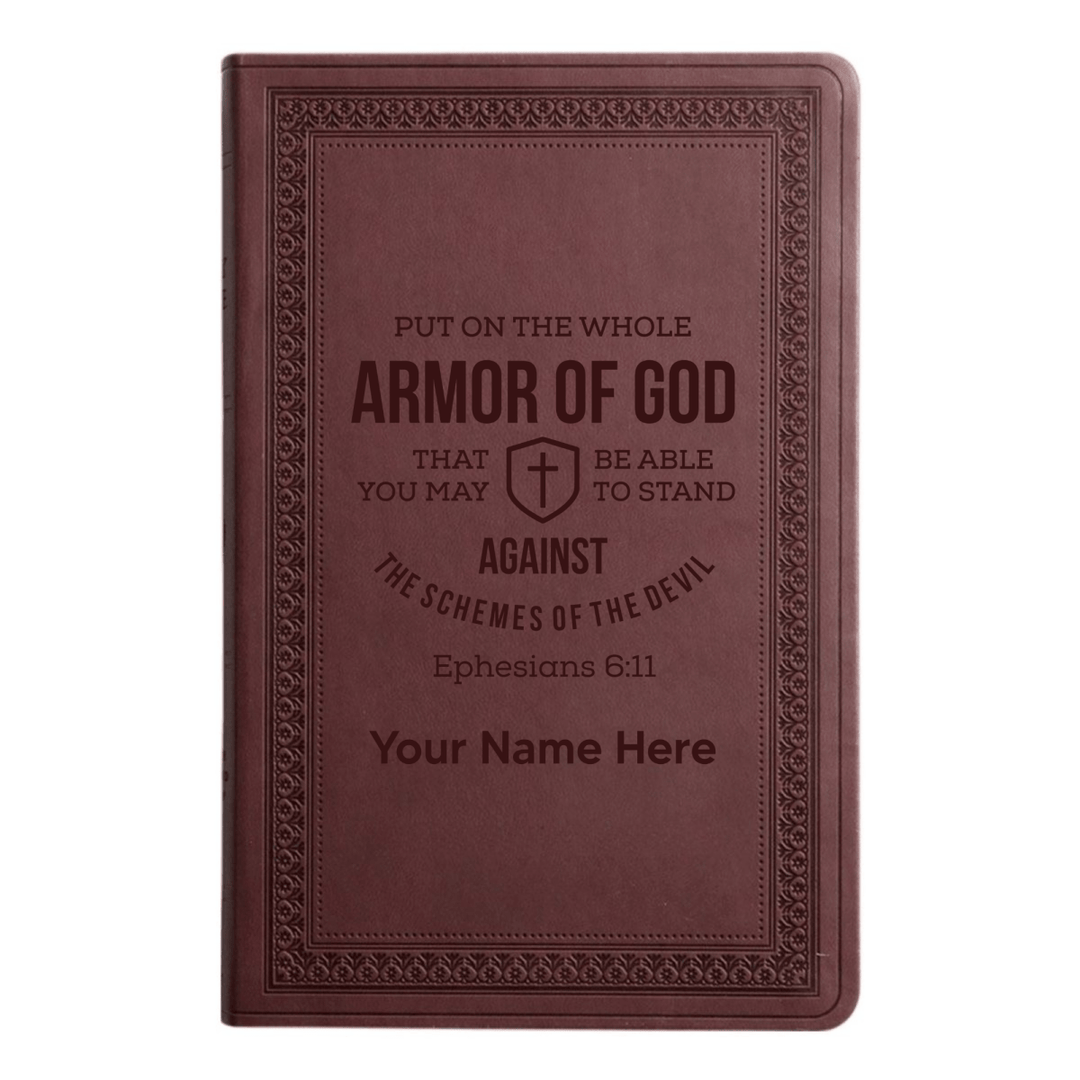 ESV Large Print Bible Full Cover Ephesians 6:11 | Purple Plum Faux Leather | Shepherds Shelf - Shepherds Shelf