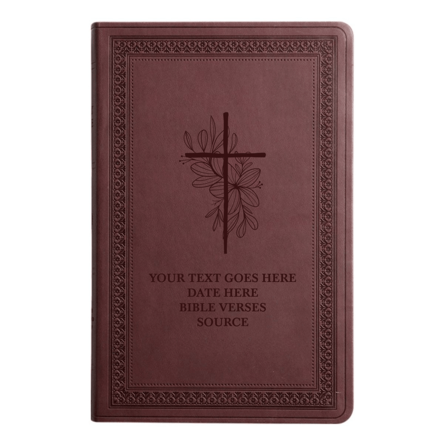 ESV Large Print Bible Full Cover Floral and Cross | Purple Plum Faux Leather | Shepherds Shelf - Shepherds Shelf