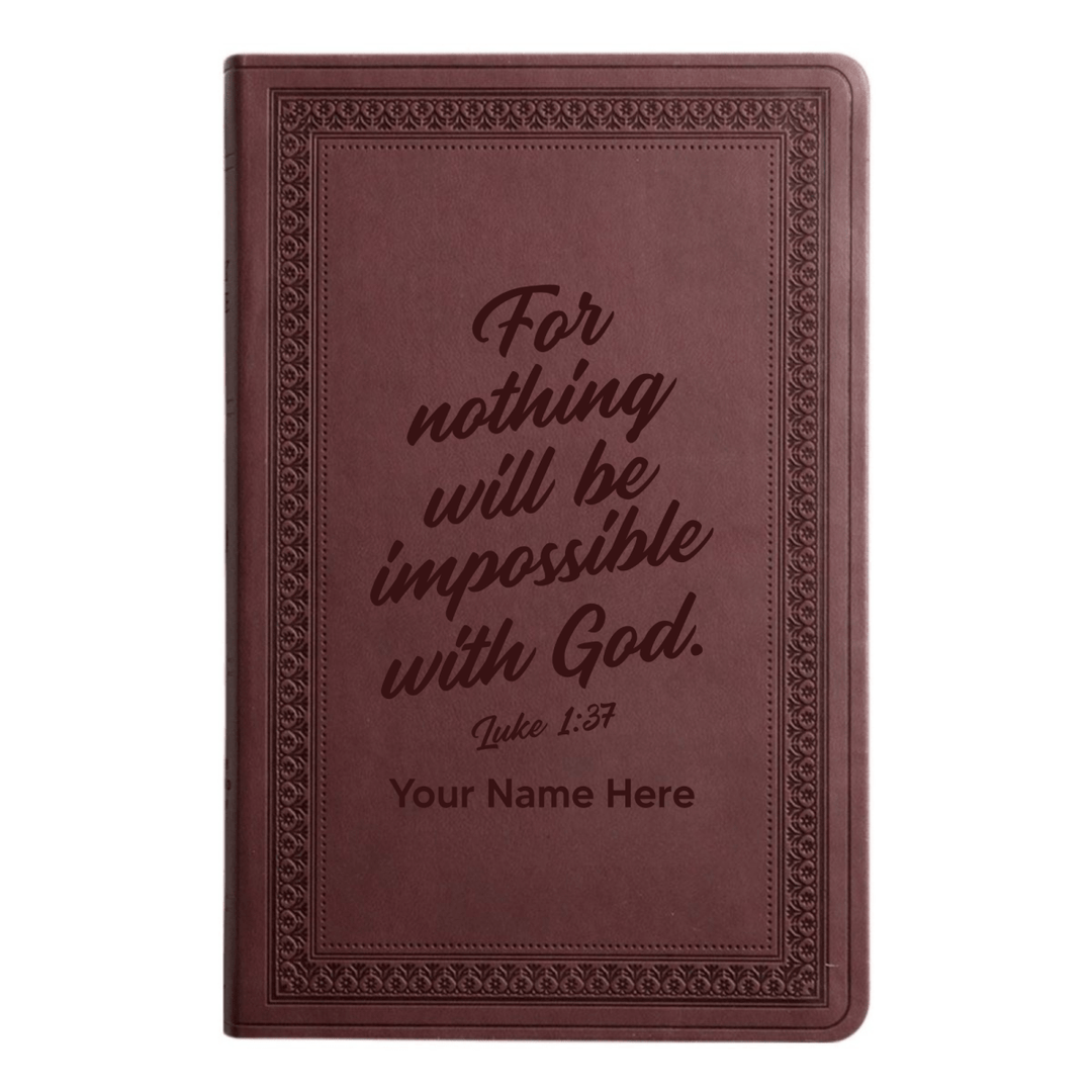ESV Large Print Bible Full Cover Luke 1:37 | Purple Plum Faux Leather | Shepherds Shelf - Shepherds Shelf