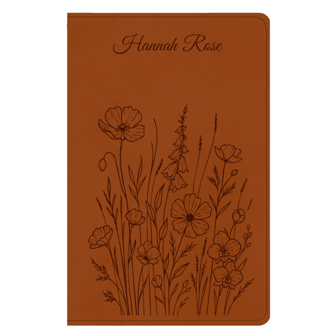 ESV Light Brown Standard Size Holy Bible Large Print | Bunch of Flowers - Shepherds Shelf