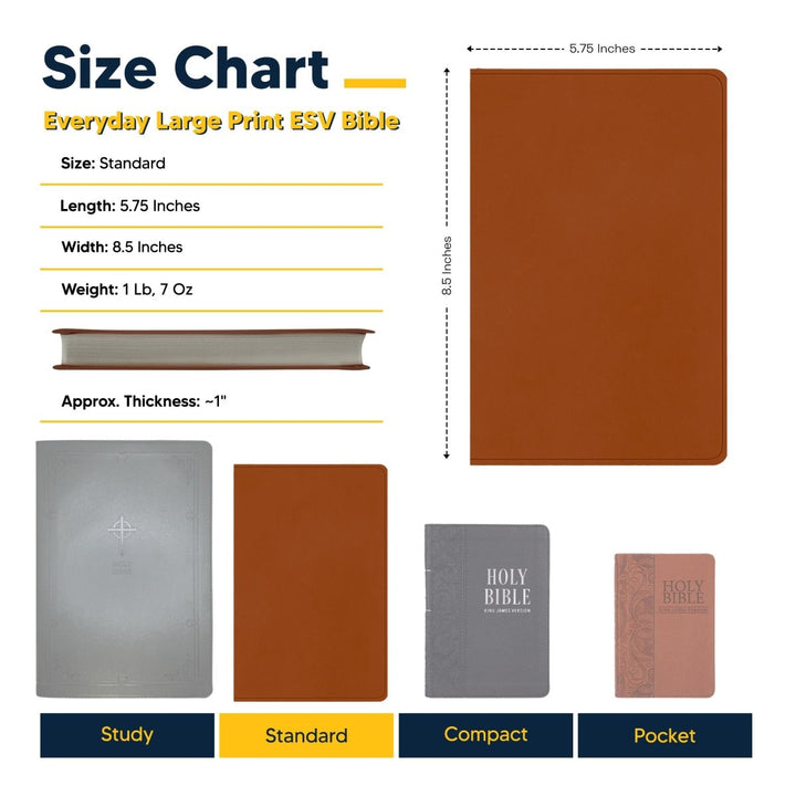 ESV Light Brown Standard Size Holy Bible Large Print | Floral Collection 1 - Shepherds Shelf