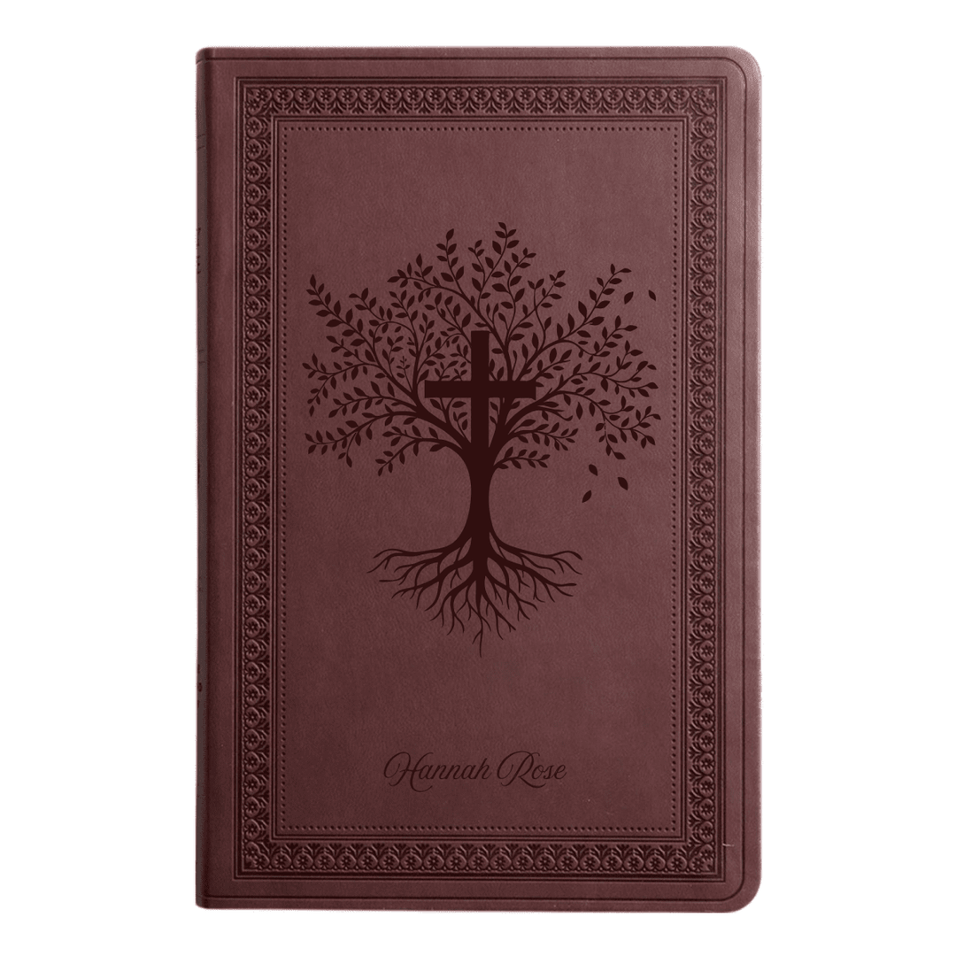 ESV Purple Plum Standard Size Holy Bible Large Print | Trees with Cross - Shepherds Shelf