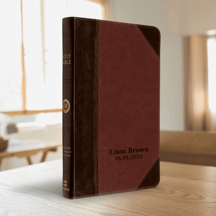 ESV Rich Brown Standard Size Holy Bible Medium Print - Shepherds Shelf