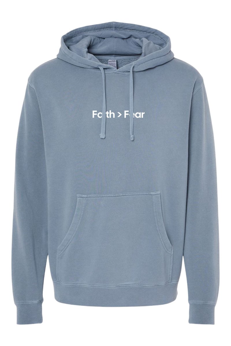 Faith > Fear Unisex Pigment - Dyed Hoodie Sweatshirt - Shepherds Shelf