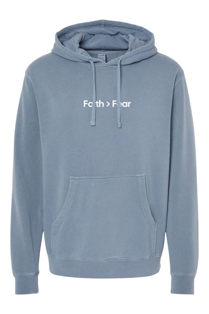Faith > Fear Unisex Pigment - Dyed Hoodie Sweatshirt - Shepherds Shelf
