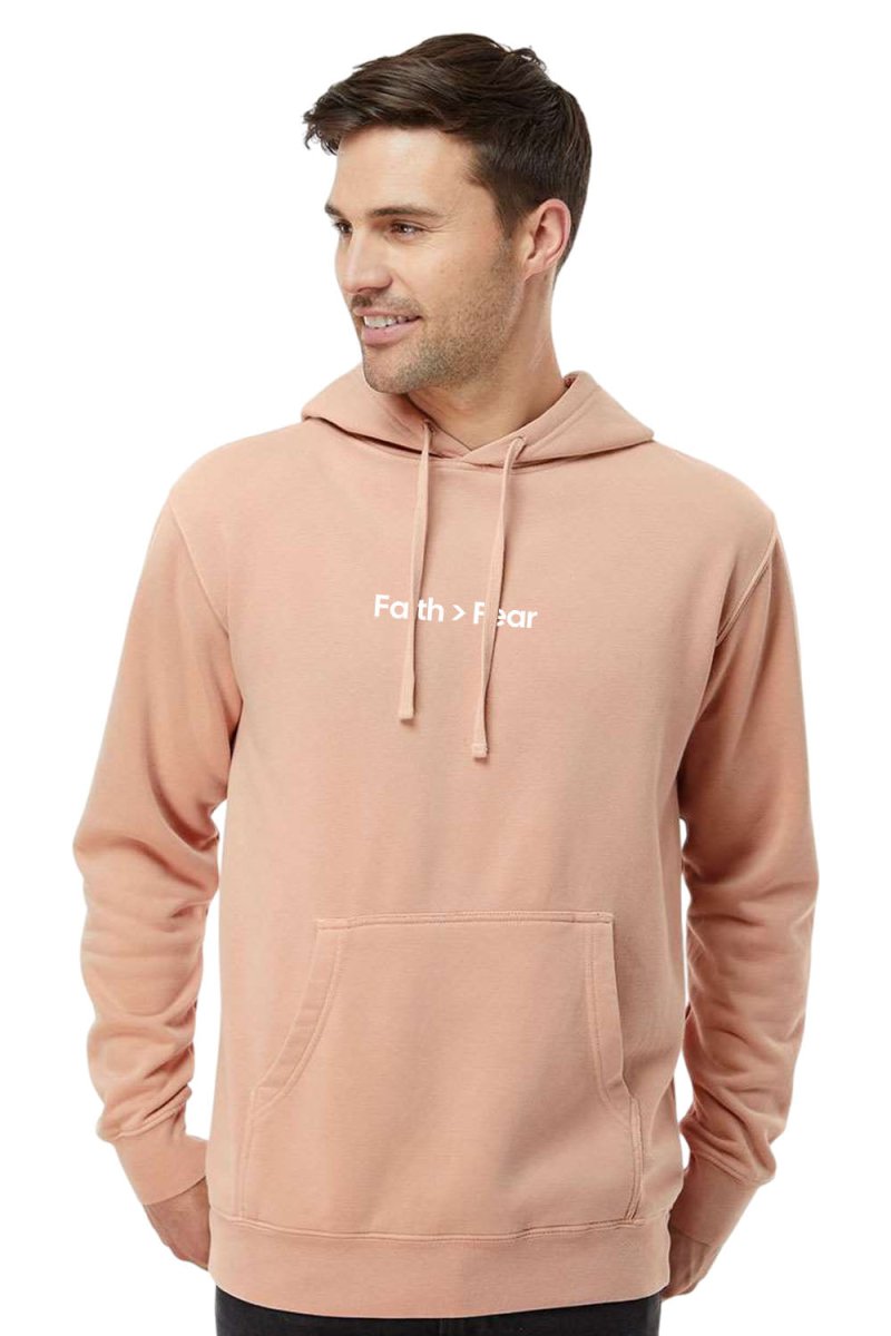 Faith > Fear Unisex Pigment - Dyed Hoodie Sweatshirt - Shepherds Shelf