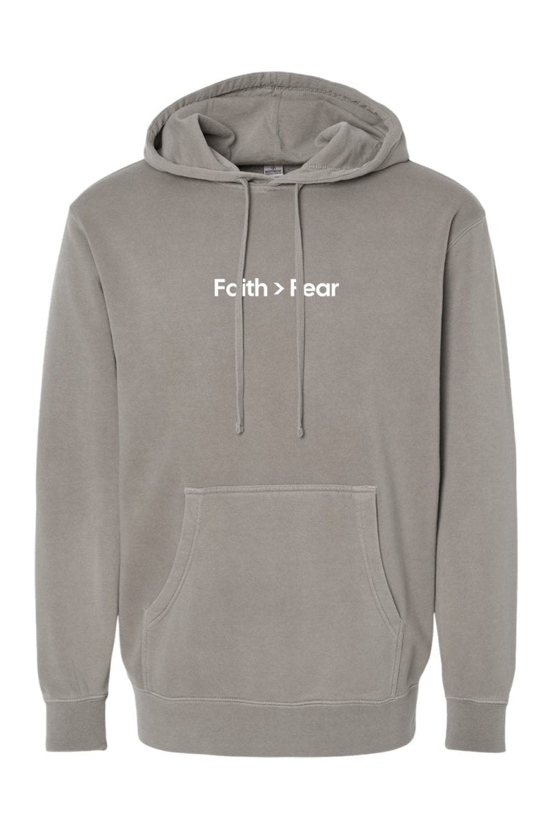 Faith > Fear Unisex Pigment - Dyed Hoodie Sweatshirt - Shepherds Shelf