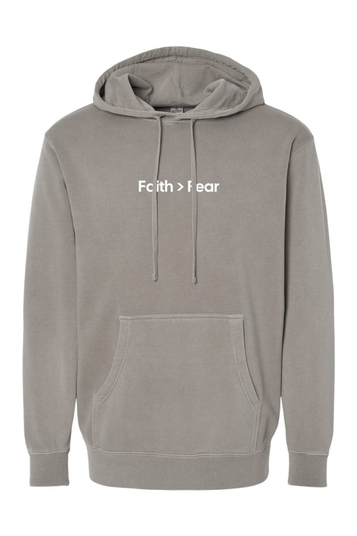 Faith > Fear Unisex Pigment - Dyed Hoodie Sweatshirt - Shepherds Shelf
