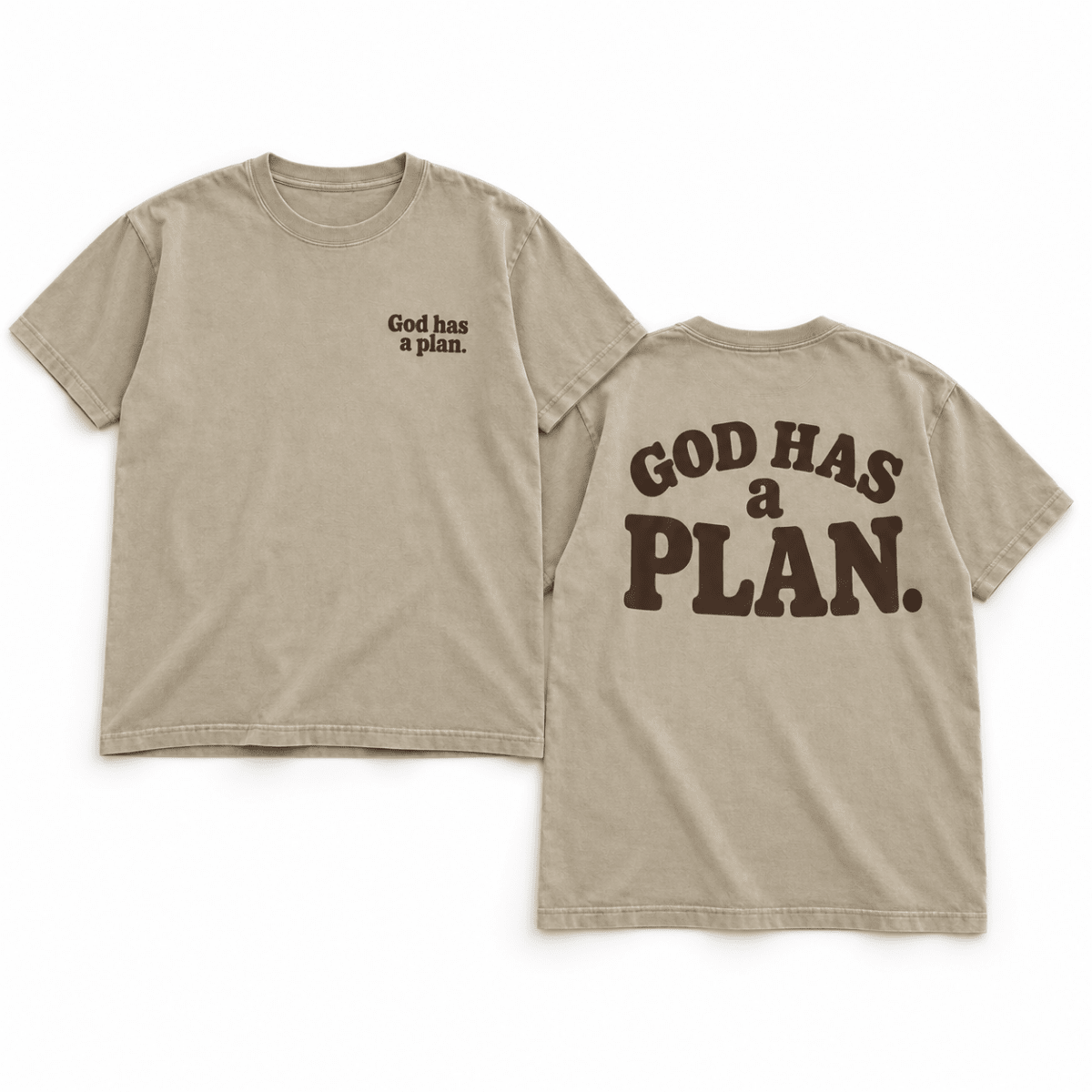 God Has a Plan Unisex Garment-Dyed Tee — Khaki - Shepherds Shelf