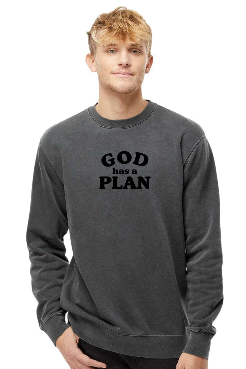 God has a Plan Unisex Pigment - Dyed Crewneck Sweatshirt - Shepherds Shelf