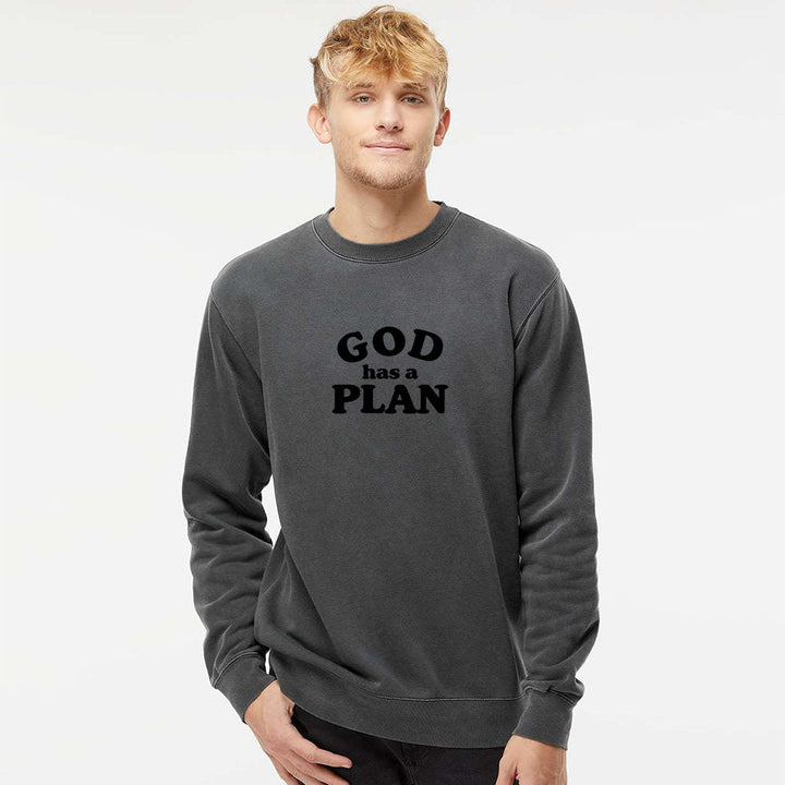 God has a Plan Unisex Pigment - Dyed Crewneck Sweatshirt - Shepherds Shelf