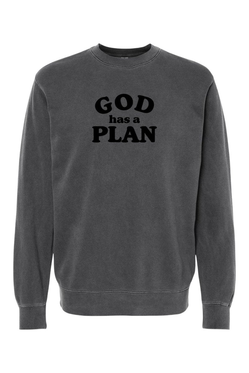God has a Plan Unisex Pigment - Dyed Crewneck Sweatshirt - Shepherds Shelf