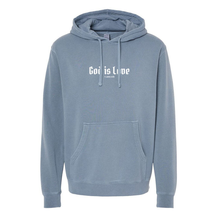 God is Love Unisex Pigment - Dyed Hoodie Sweatshirt - Shepherds Shelf
