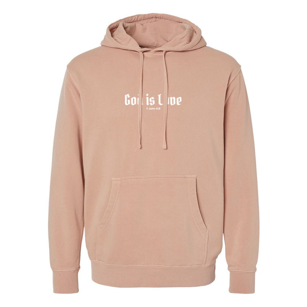 God is Love Unisex Pigment - Dyed Hoodie Sweatshirt - Shepherds Shelf