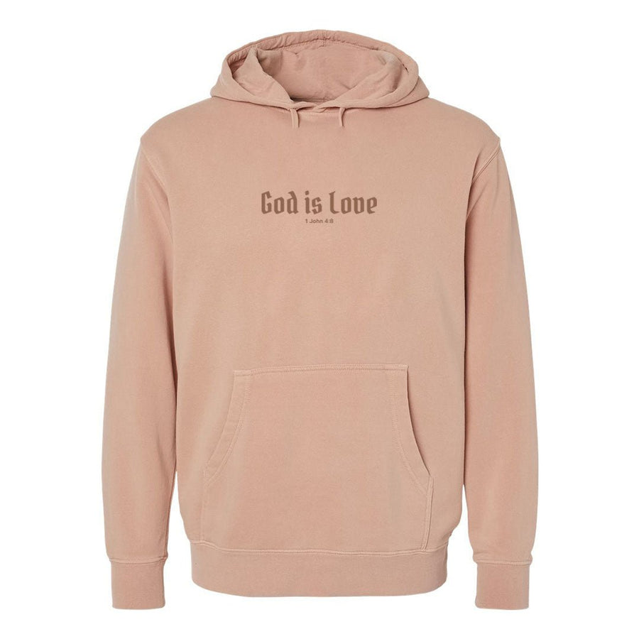 God is Love Unisex Pigment - Dyed Hoodie Sweatshirt - Shepherds Shelf