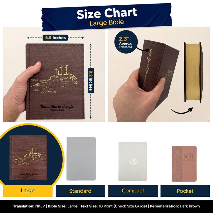 Hardcover NKJV Customized Large Note Taking Bible | Red Letter| Brown - Shepherds Shelf