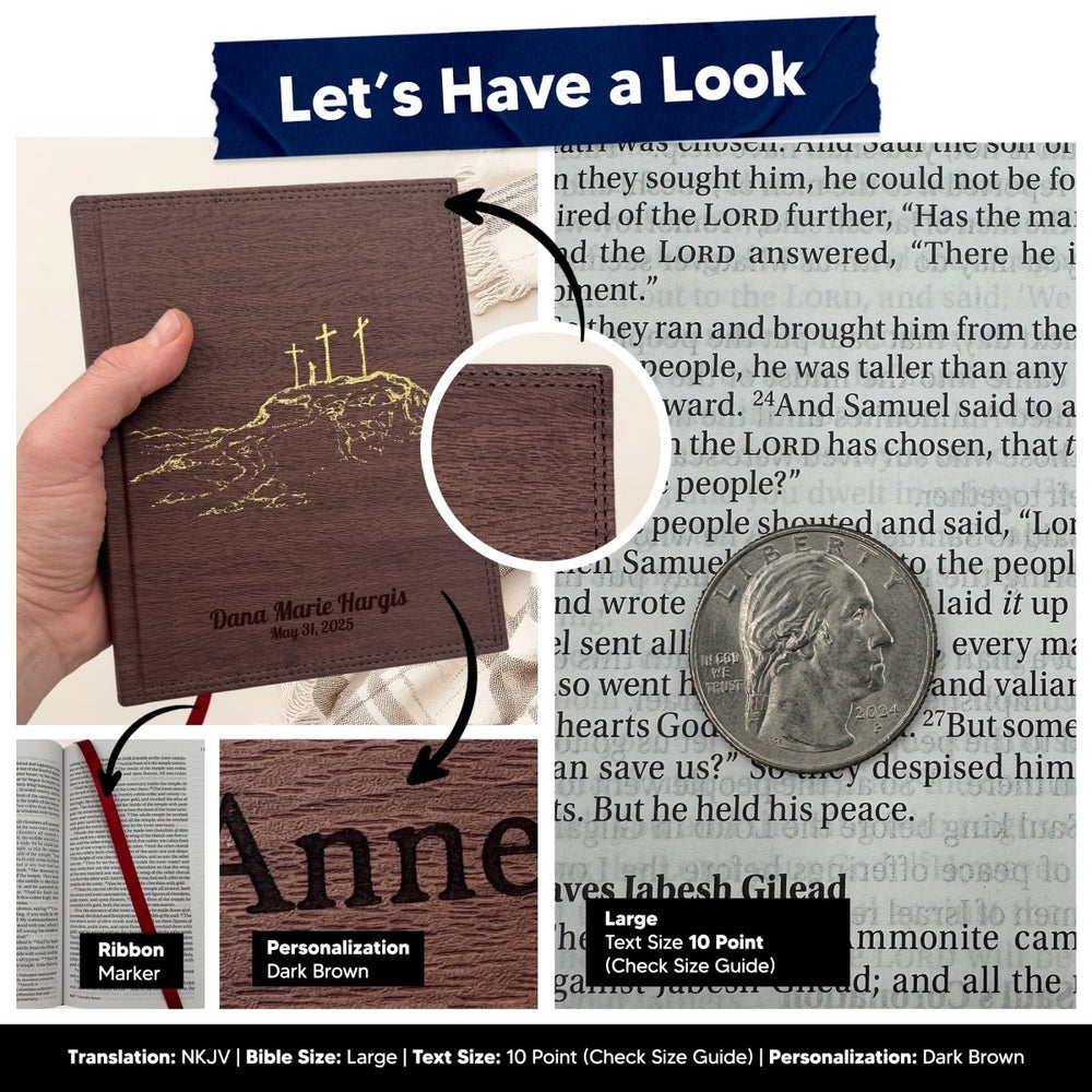 Hardcover NKJV Customized Large Note Taking Bible | Red Letter| Brown - Shepherds Shelf