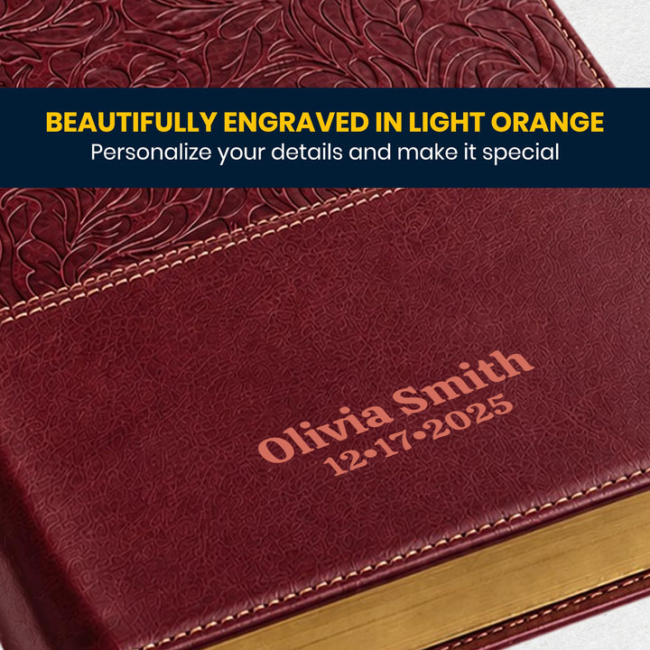 Custom NKJV Medium Print All-in-One Study Bible in Faux Leather Red with 15000 Bottom-of-page Study Notes | Christian Gift for Bible Study
