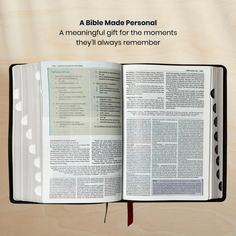 Custom NKJV Medium Print All-in-One Study Bible in Faux Leather Red with 15000 Bottom-of-page Study Notes | Christian Gift for Bible Study