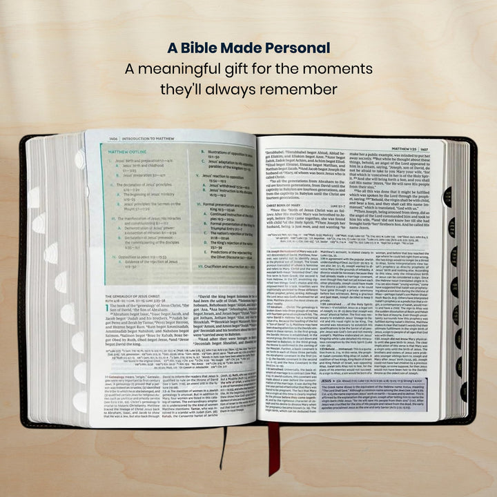 Custom NKJV Medium Print All-in-One Study Bible in Faux Leather Red with 15000 Bottom-of-page Study Notes | Christian Gift for Bible Study
