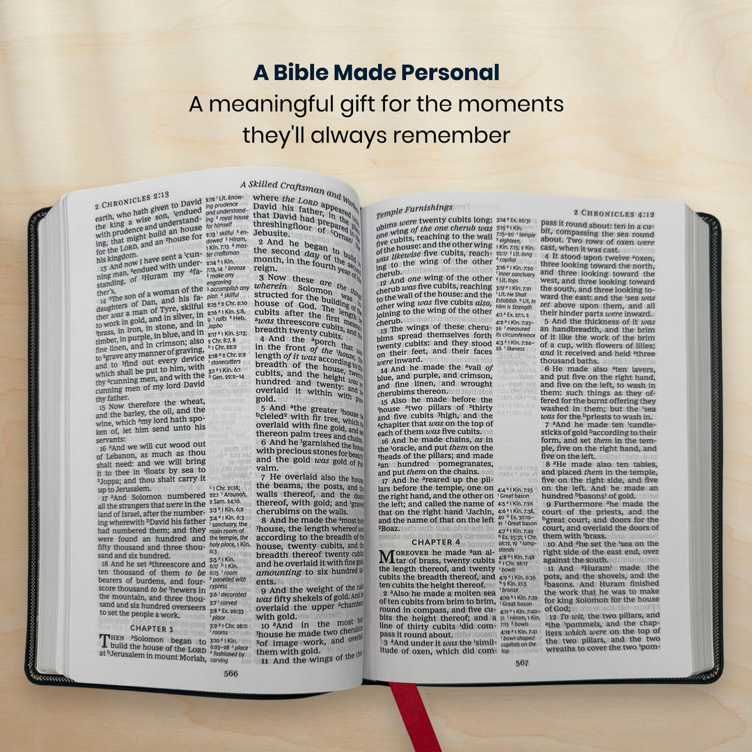 Custom KJV Center Column Reference Holy Bible Red Letter Bible | Giant Print | Faux Leather