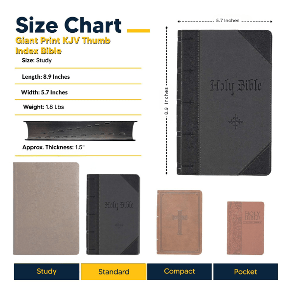 KJV Black Study Size Holy Bible Giant Print - Shepherds Shelf