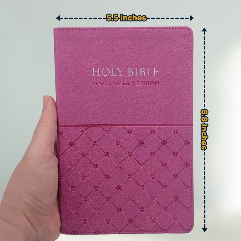 KJV Pink Standard Size Holy Bible Small Print Faux Leather Lay Flat Cover