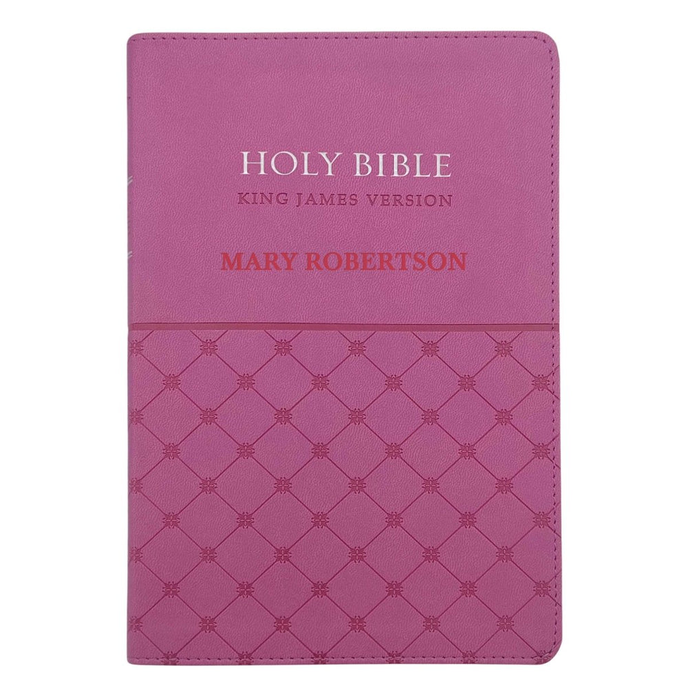 KJV Pink Standard Size Holy Bible Small Print Faux Leather Lay Flat Cover