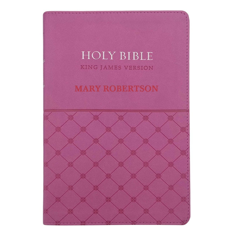 KJV Pink Standard Size Holy Bible Small Print Faux Leather Lay Flat Cover
