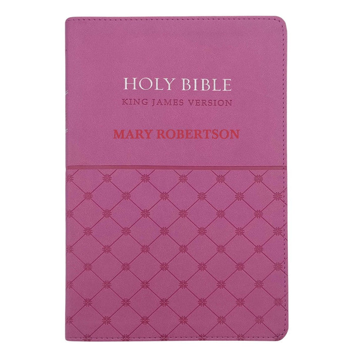 KJV Pink Standard Size Holy Bible Small Print Faux Leather Lay Flat Cover