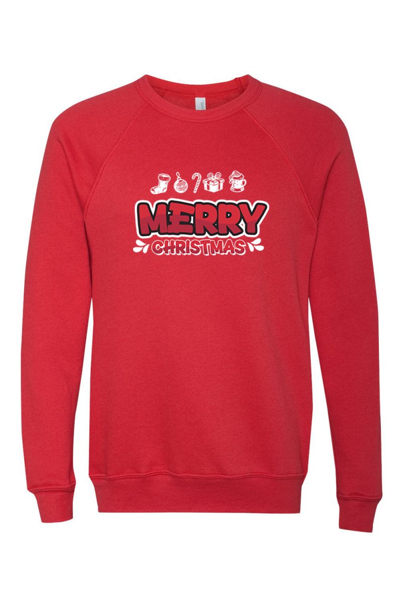 Merry Christmas 4 Unisex Sponge Fleece Raglan Crewneck Sweatshirt - Shepherds Shelf