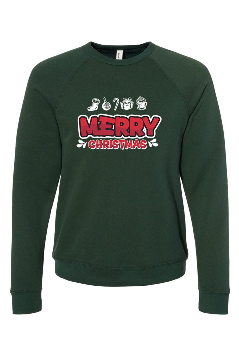 Merry Christmas 4 Unisex Sponge Fleece Raglan Crewneck Sweatshirt - Shepherds Shelf