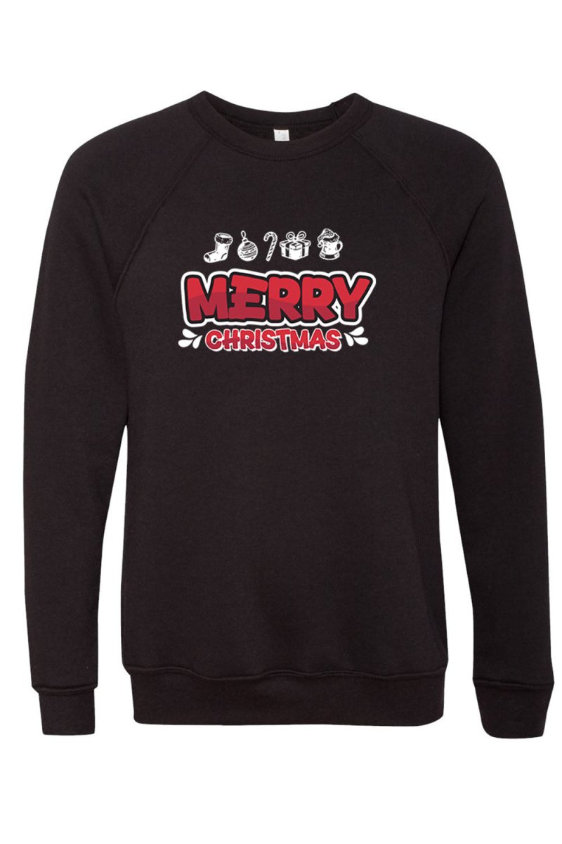 Merry Christmas 4 Unisex Sponge Fleece Raglan Crewneck Sweatshirt - Shepherds Shelf