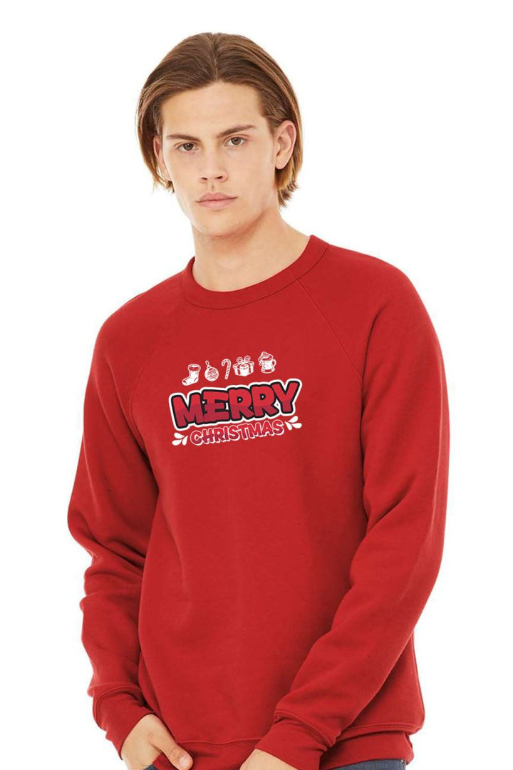Merry Christmas 4 Unisex Sponge Fleece Raglan Crewneck Sweatshirt - Shepherds Shelf