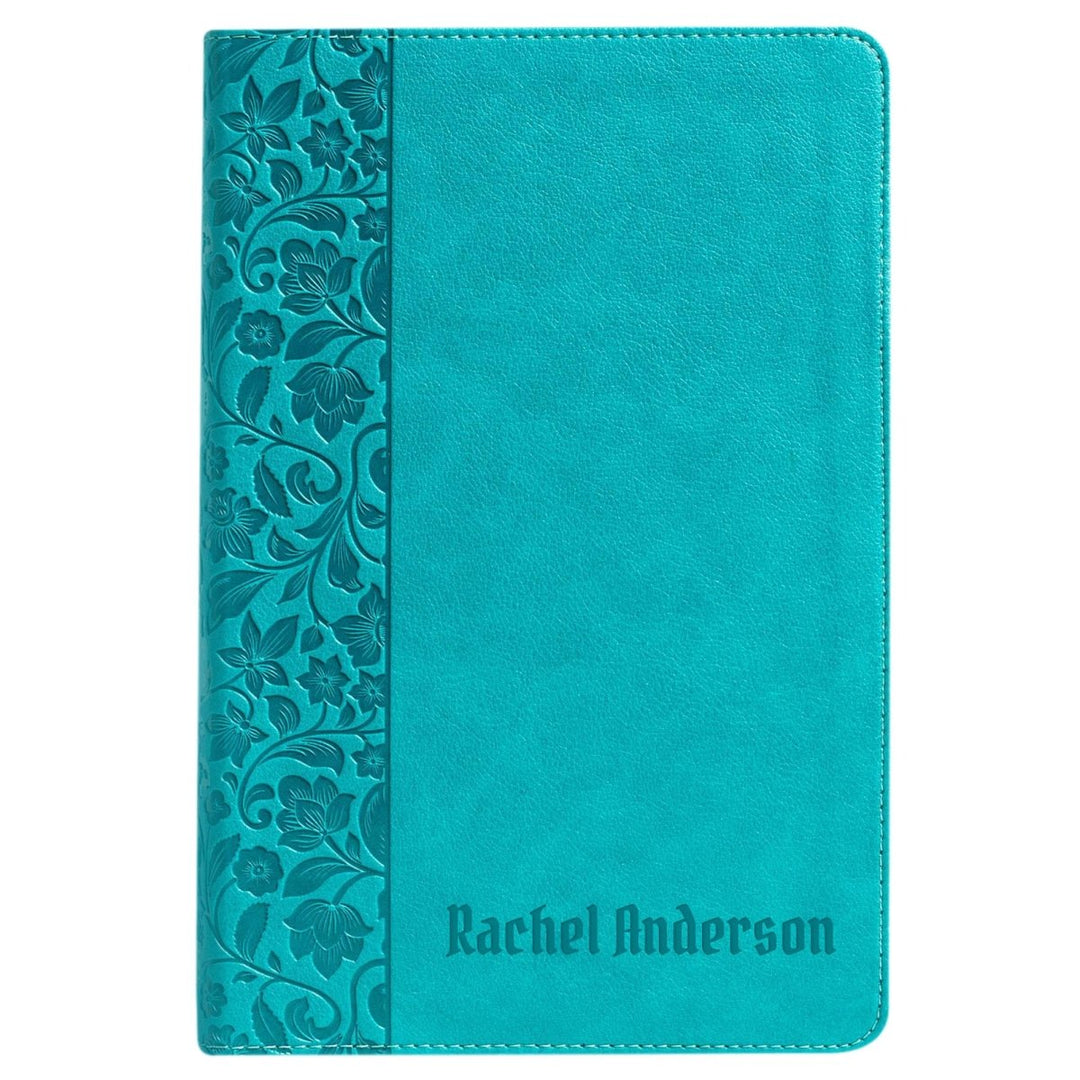 NASB Teal Standard Size Holy Bible Large Print | Floral Pattern - Shepherds Shelf
