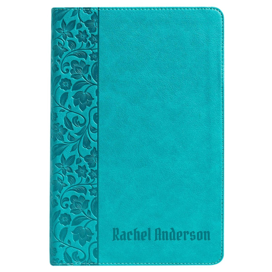 NASB Teal Standard Size Holy Bible Large Print | Floral Pattern - Shepherds Shelf
