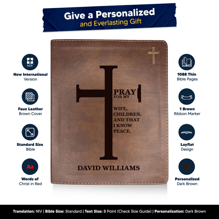NIV Brown Standard Size Journaling Holy Bible Medium Print | Bold Cross - Shepherds Shelf