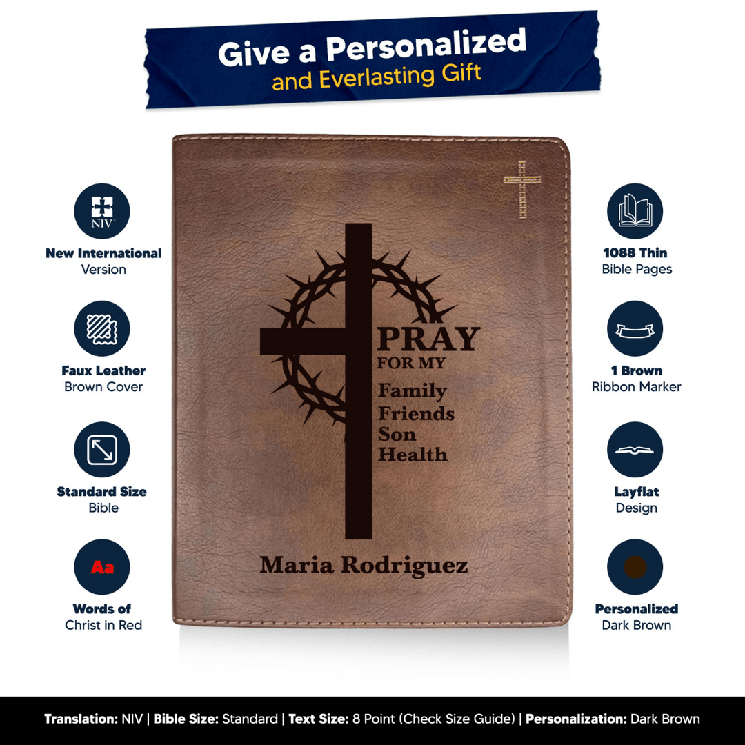 NIV Brown Standard Size Journaling Holy Bible Medium Print | Crown of Thorns - Shepherds Shelf