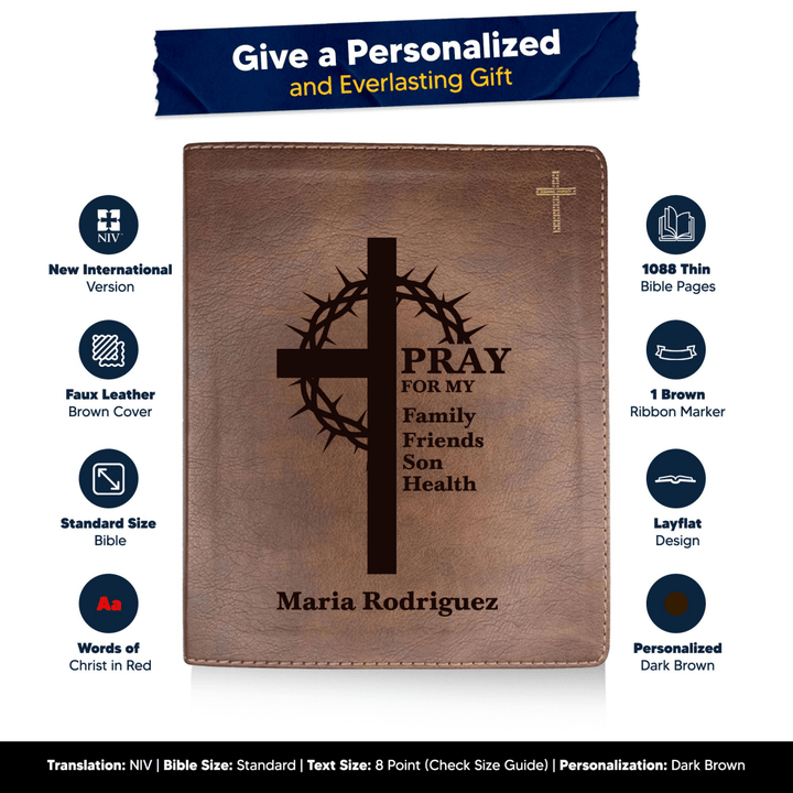NIV Brown Standard Size Journaling Holy Bible Medium Print | Crown of Thorns - Shepherds Shelf