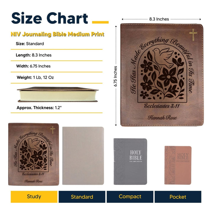 NIV Brown Standard Size Journaling Holy Bible Medium Print | Ecclesiastes 3:11 - Shepherds Shelf