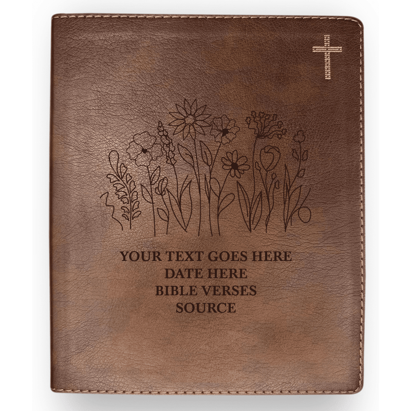 NIV Brown Standard Size Journaling Holy Bible Medium Print | Floral Collection 1