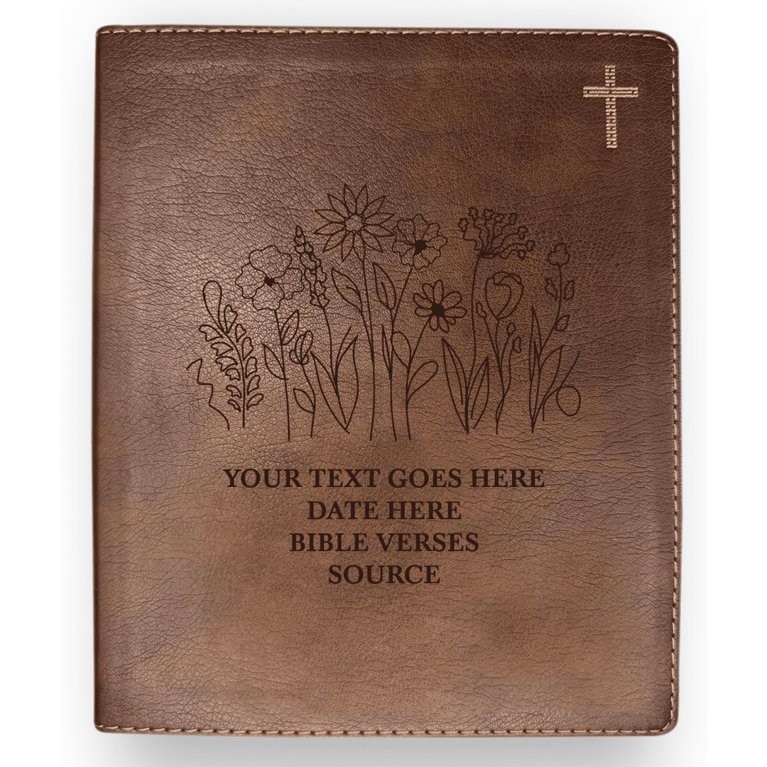NIV Brown Standard Size Journaling Holy Bible Medium Print | Floral Collection 1 - Shepherds Shelf