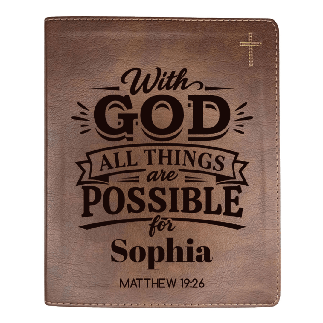 NIV Brown Standard Size Journaling Holy Bible Medium Print | Live - in - scripture Within Matthew 19:26 - Shepherds Shelf