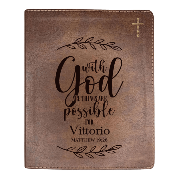 NIV Brown Standard Size Journaling Holy Bible Medium Print | Live - in - scripture Within Matthew 19:26 - Shepherds Shelf