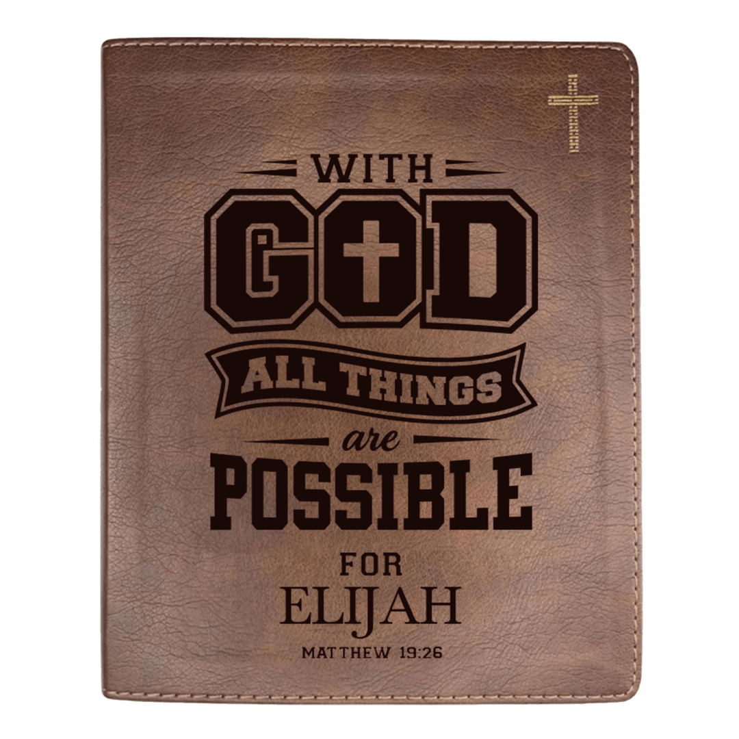 NIV Brown Standard Size Journaling Holy Bible Medium Print | Live - in - scripture Within Matthew 19:26 - Shepherds Shelf