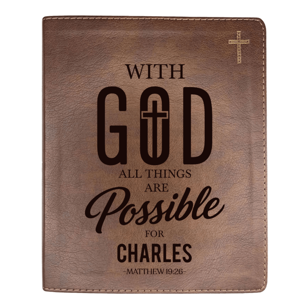 NIV Brown Standard Size Journaling Holy Bible Medium Print | Live - in - scripture Within Matthew 19:26 - Shepherds Shelf